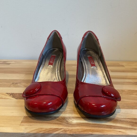 Ecco Red Patent Leather Womens Heels Size 37 office career woman feminine - Picture 4 of 15